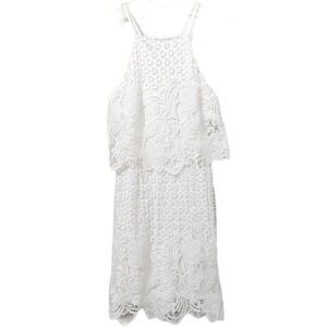 BB Dakota Bryn Lace Halter Mini Dress White Lined‎
